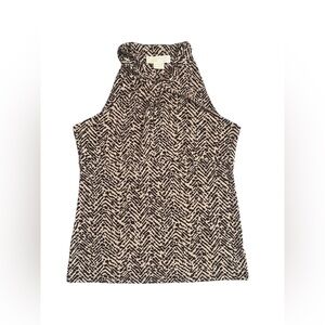 Michael Kors Black and Tan Patterned Blouse